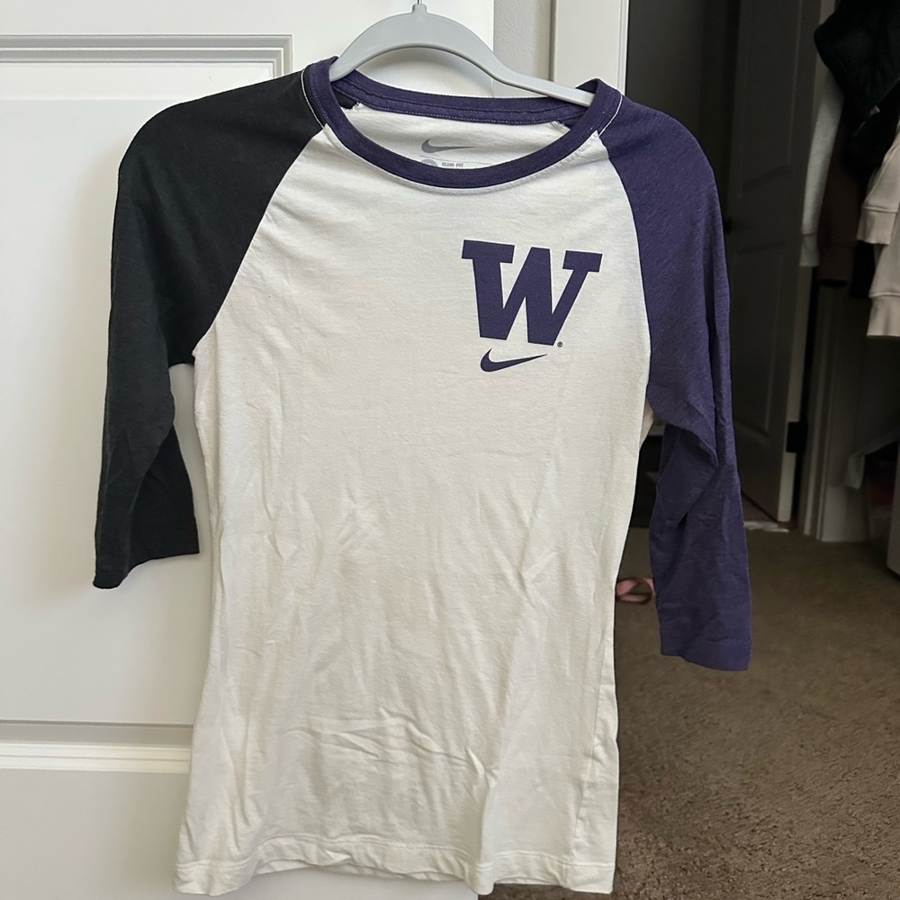 Nike Kids' Black, Purple, and White Long Sleeve Tee
